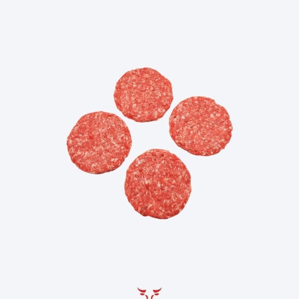 Beef burgers 4 pack hand-formed patties on butcher paper at Boucherie Beirut Laval