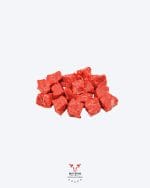 Beef cubes hand-cut fresh on butcher paper at Boucherie Beirut Laval
