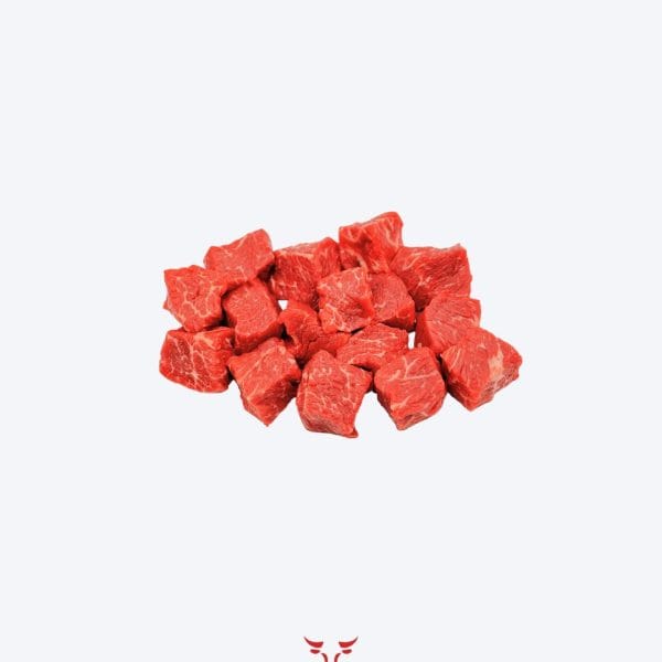 Beef cubes hand-cut fresh on butcher paper at Boucherie Beirut Laval