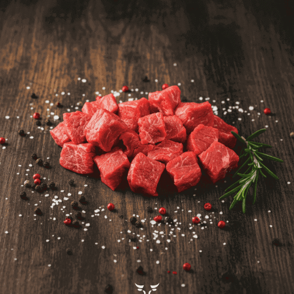 Beef cubes hand-cut fresh on butcher paper at Boucherie Beirut Laval