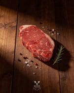 New York striploin hand-cut at Boucherie Beirut in Laval