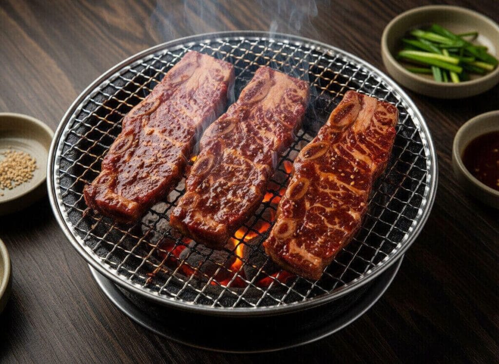 Korean short ribs on bbq including soy sauce, Asian pear, ginger, garlic and sesame — Boucherie Beirut