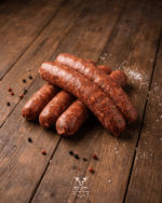 Merguez beef sausage on wood — Boucherie Beirut halal butcher Laval